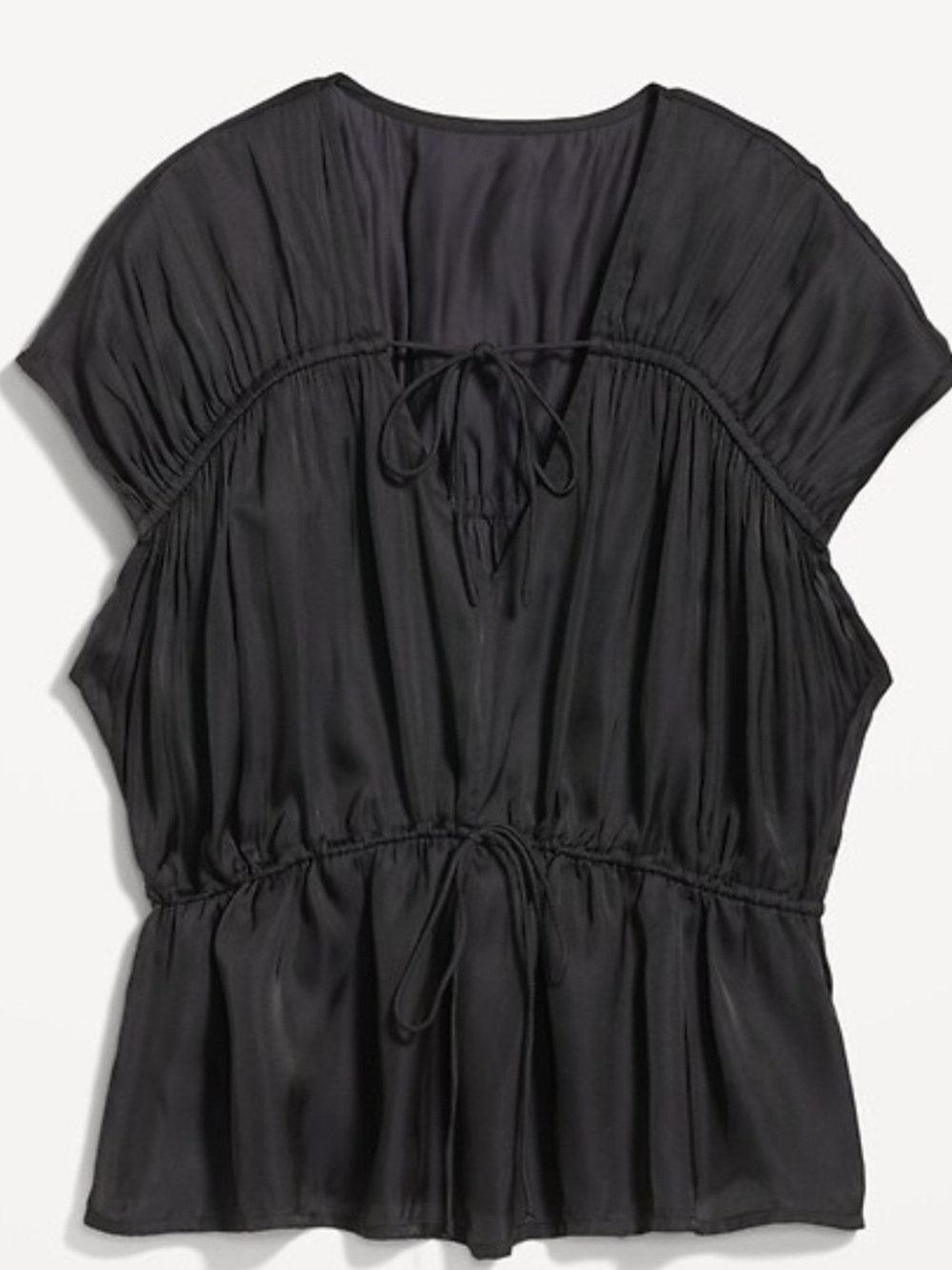 NWT Old Navy Waist-Defined Satin Shirred Tie-Front Blouse XXL